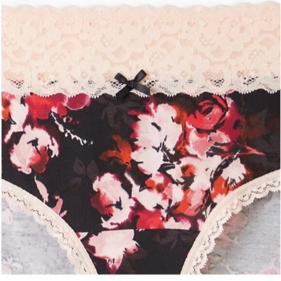TORRID WIDE LACE TRIM HIPSTER PANTY - COTTON FLORAL SIZE 1X - Picture 3 of 4